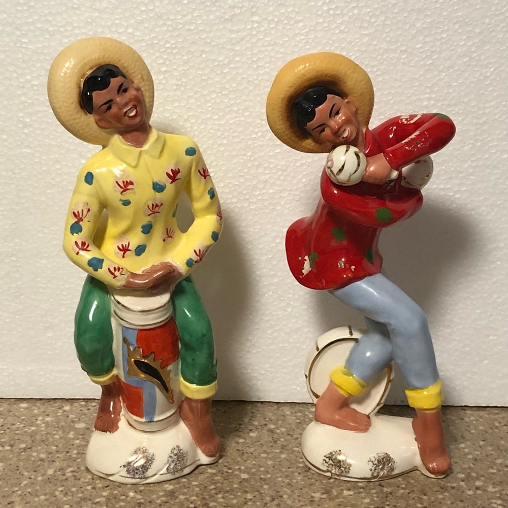 Colorful Japan Ceramic Musicians Figurines